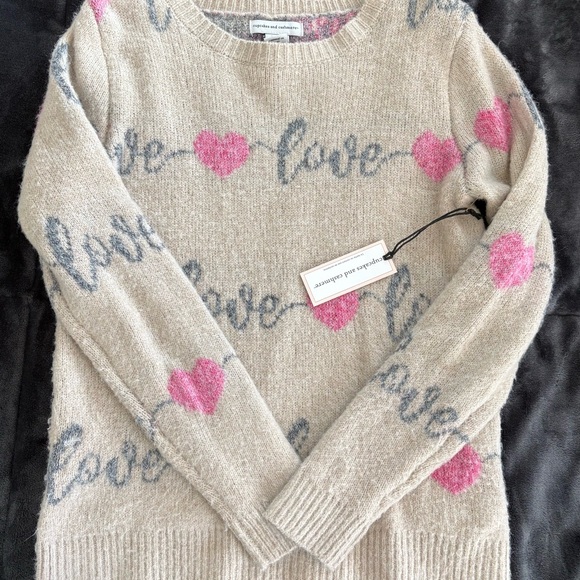 cupcakes & cashmere Sweaters - cupcakes & cashmere Beige and Pink Love Sweater